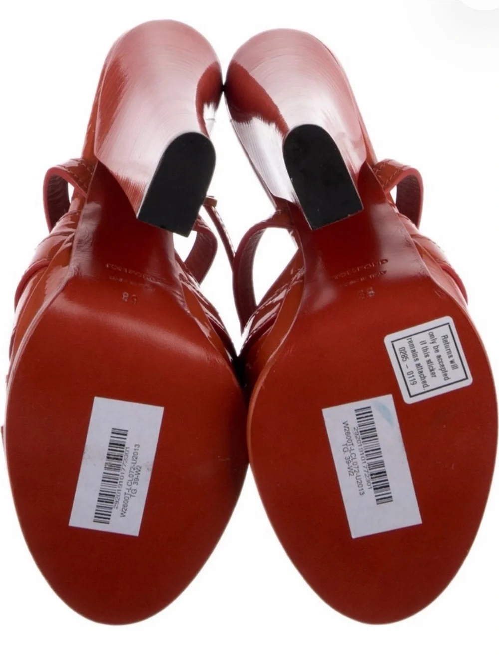 Tom Ford Glossy Orange Patent Crisscross Platform Sandals